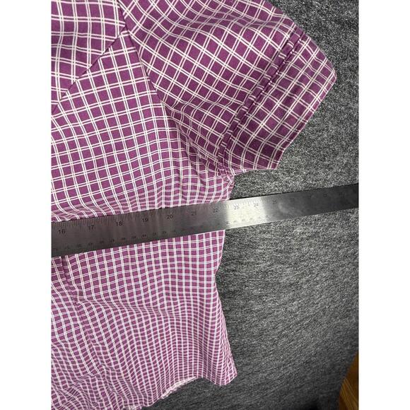 Lane Bryant Shirt Women 20 Plus Pink Plaid Button Up Collared Short Sleeve - Picture 5 of 7